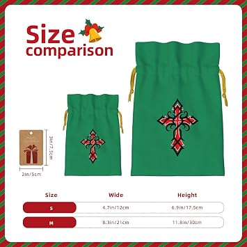 AMZJHGWEU Knights Templar Christmas Gift Bags, Santa Wrapping Bags, With Drawstring And Tags Reusable, Xmas Presents Bag, Holiday Party Favors, Birthday & Christmas Gift