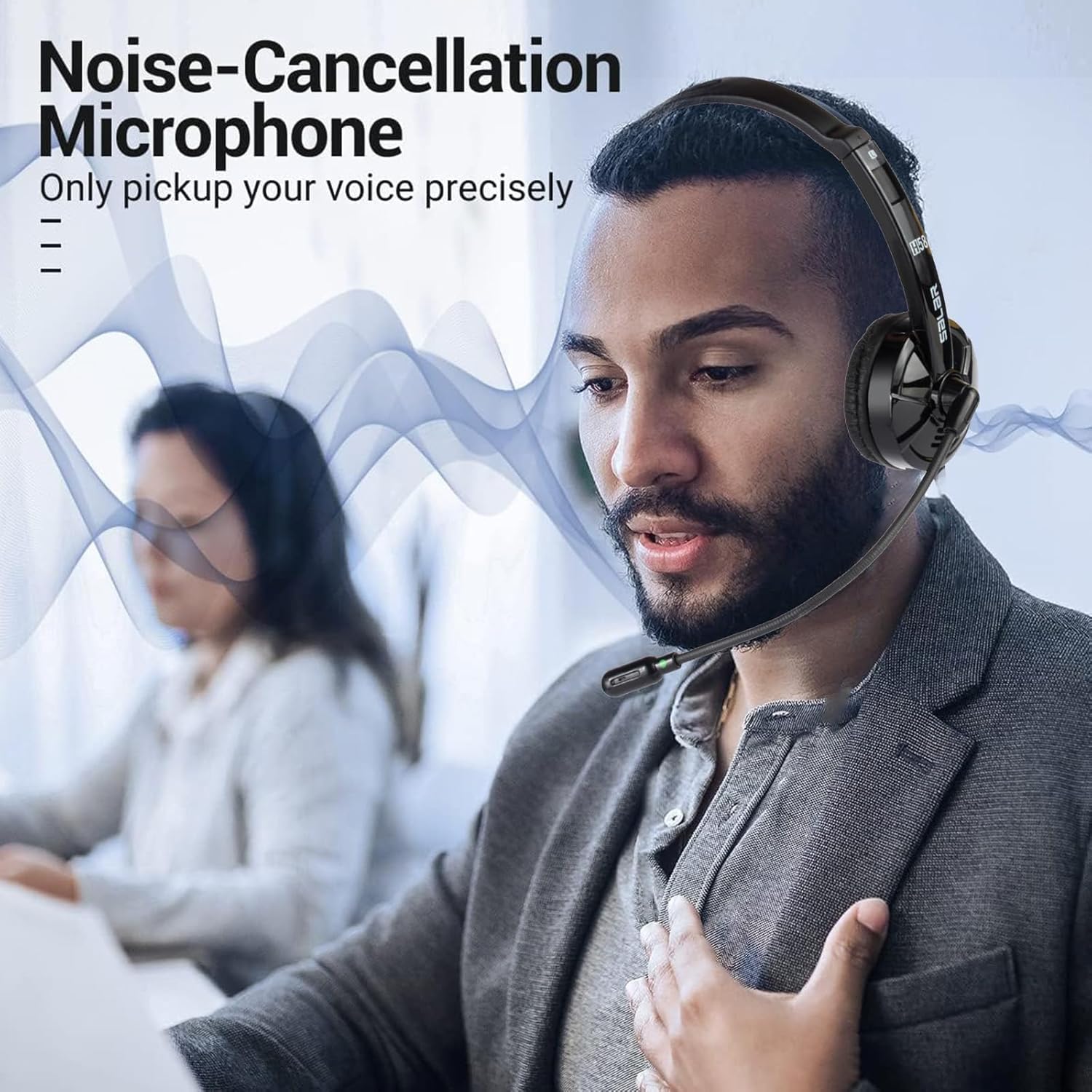 Headset with Microphone for Laptop,3.5mm USB Headsets with Noise Cancelling Mic  Audio Controls Wired Stereo Computer Headphone Adjustable Headband PC headphones for Skype,Call Center,Teaching,Office