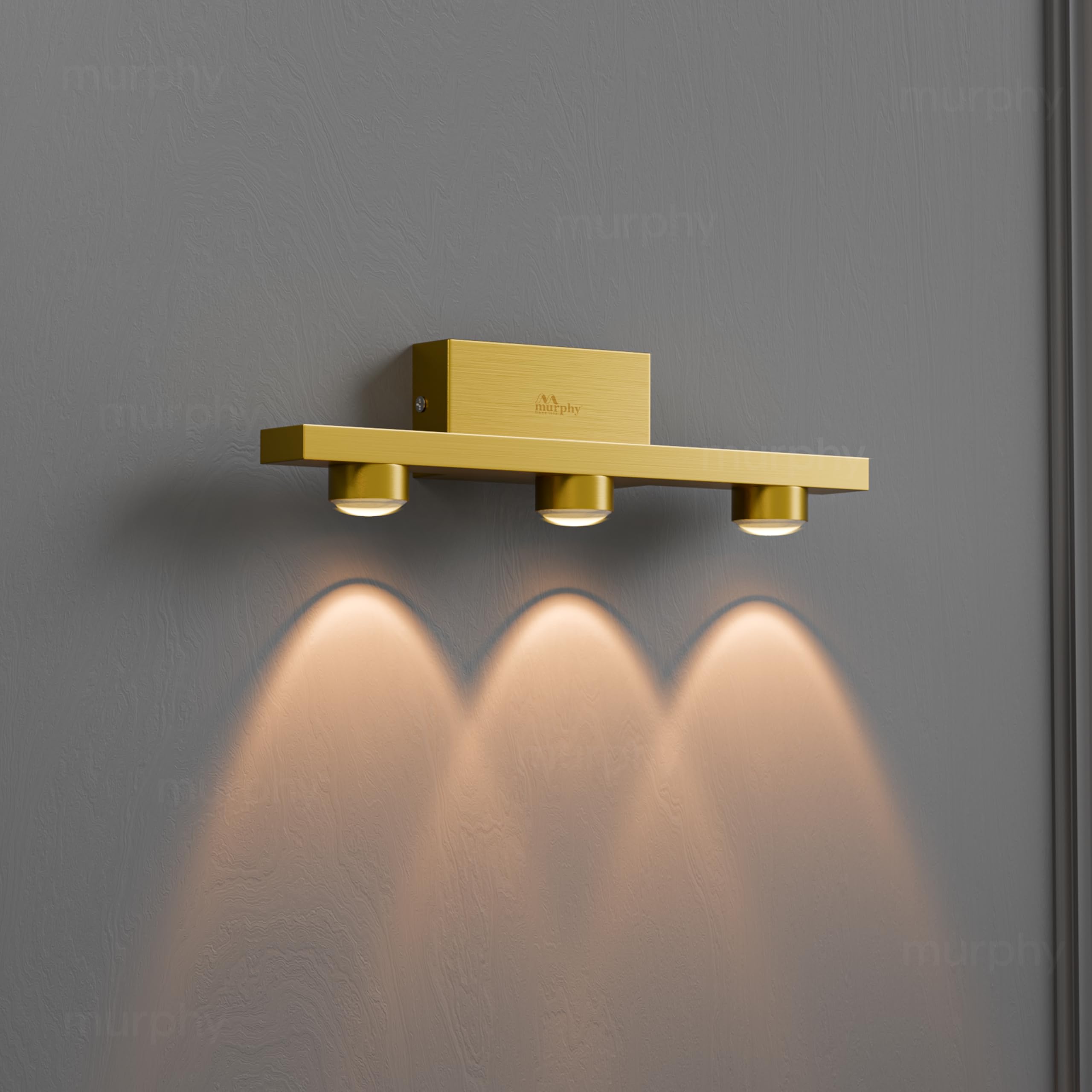 Murphy 3-Glow Goldray|LED Mirror/Vanity Light|- Luxurious Gold Finish|Warm White, 2-Year Warranty-Pack of 1