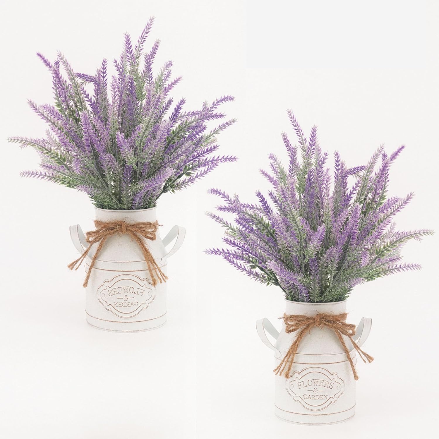 FJAKA 2Pcs Artificial Lavender Flowers in Pots, Faux Lavender Flowers Decor, Fake Flowers Purple Decor Plant Potted for Farmhouse Table Centerpiece Windowsill Country Indoor Decor