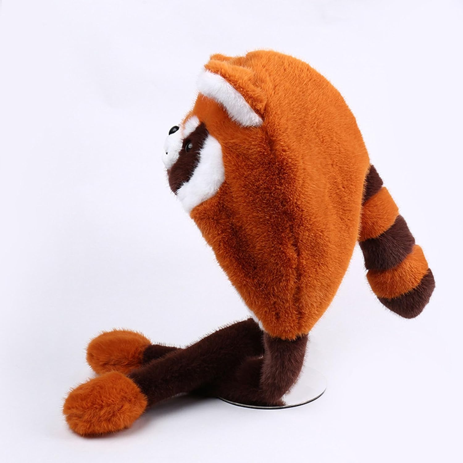 Raccoon Animal Hat With Movable Ears, Winter Fun Ski Cap with Animal Face Long Ear Straps One Size