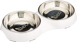 Design Feeding Bowl for Cats with Stainless Steel Inserts (2 x 220 ml) Glossy White product image