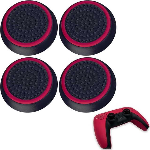 MatoSan® SpaceSan Collection Thumpstick Caps Grip Accessory Set Aim Assist Caps for Xbox One Series X S Nintendo Switch Pro Controller PS5 PS4 Controller Sticks Joystick Protection Attachments Red