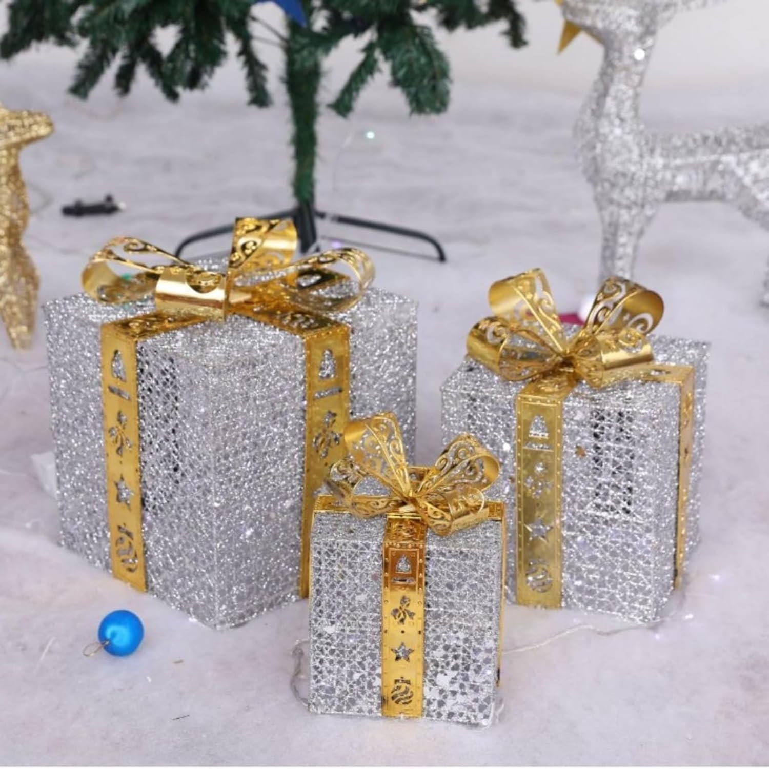 クリスマスギフトボックスライト スデコレーションの雰囲気でいっぱい装飾スギフト LEDライトスツリー パティオ 家庭用 营造气氛 耐