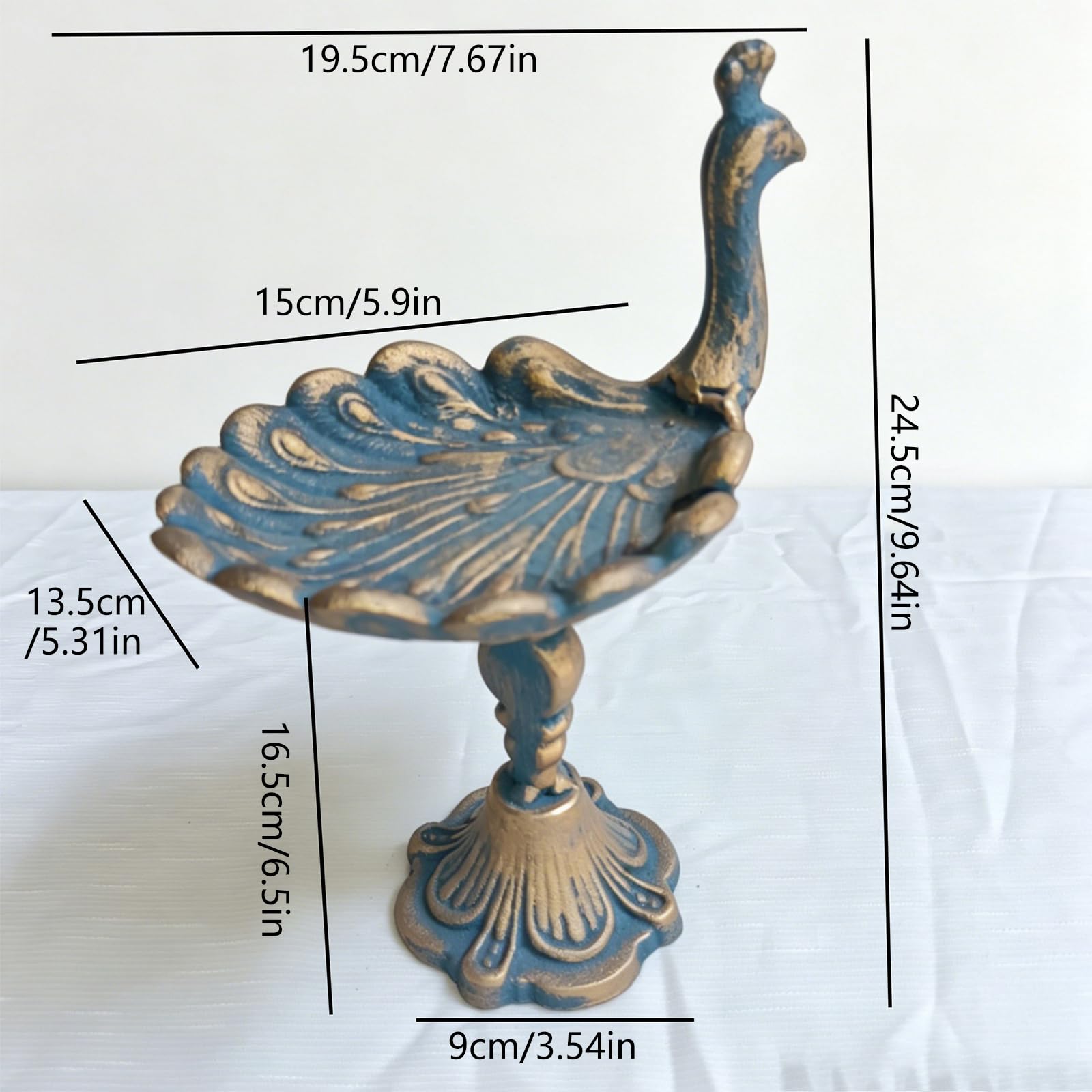 Vogelhalter für den Garten, Gusseisen, Vintage-Futterstation inspirierter Akzent für Terrasse, Hof, Tisch-Display mit Sockel, Ständer, Vogeltablett, antikes Dekor, Innenhof-Ornament-Regal