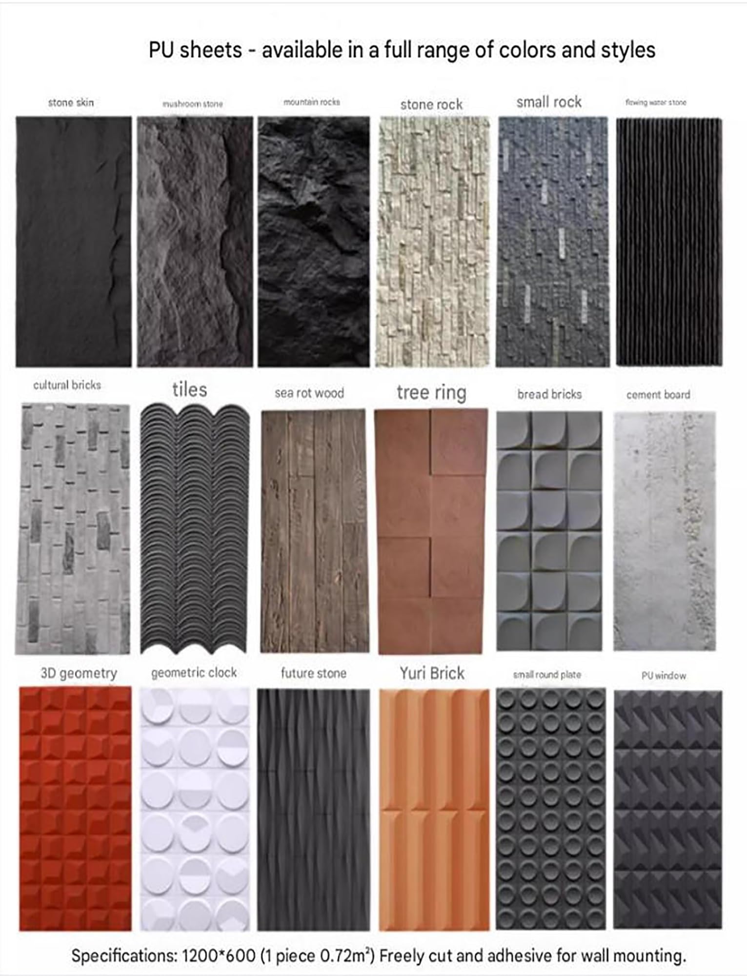 Panel de pared de imitación de roca de río, revestimiento decorativo ligero de piedra sintética para paredes interiores y exteriores