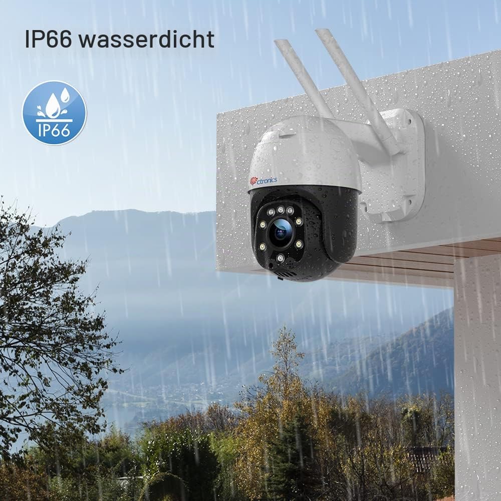 Ctronics PTZ Überwachungskamera Aussen WLAN, Dome IP Kamera Outdoor