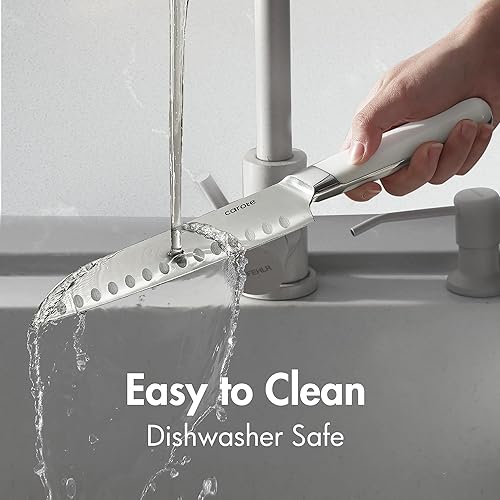 Miniatura 7 de CAROTE Juego de cuchillos de cocina de 14 piezas con bloque, juego de cuchillos de hoja de acero inoxidable, cubiertos con afilador incorporado,