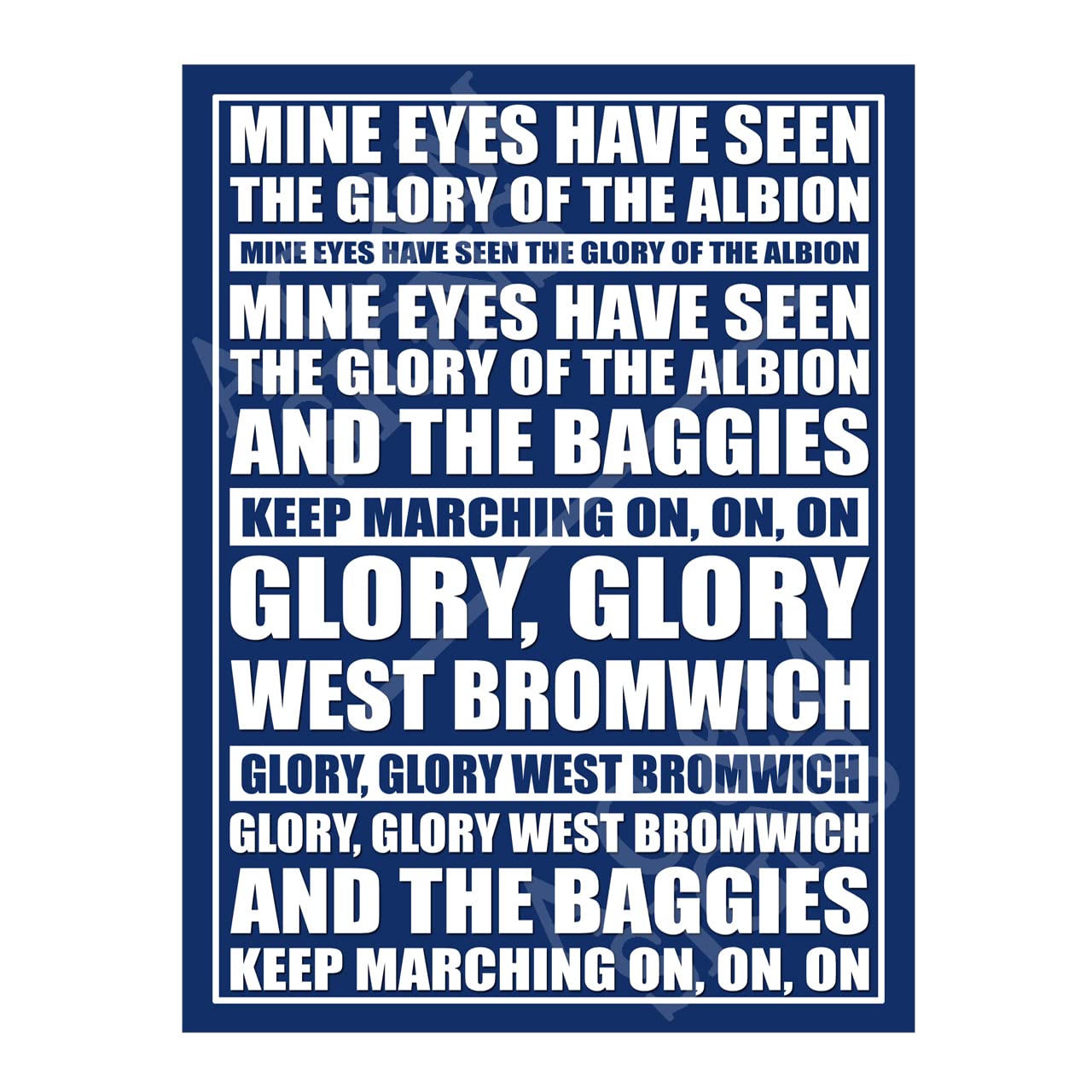 Metal Sign Plaque West Bromwich Song Lyrics Fan Chant, 8x6in ref7084
