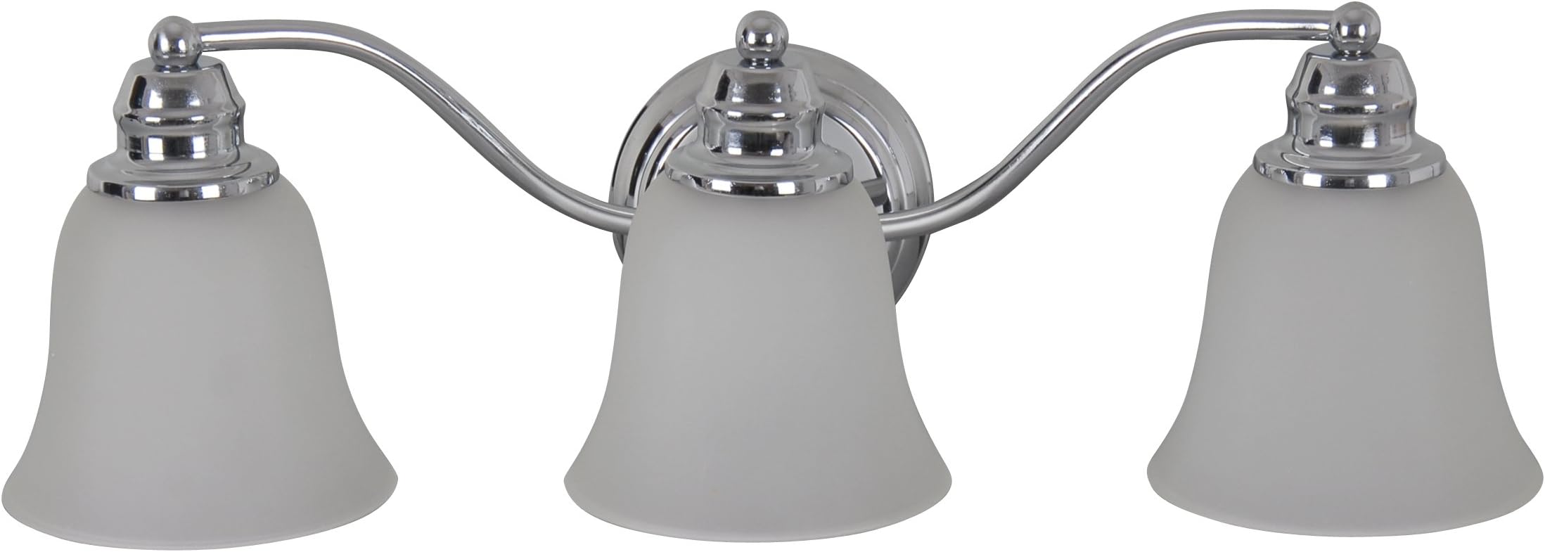 Catalina 18605-000 Chrome Plated 3-Light Vanity with Frosted Glass Shade, 6-Inch by 19-1/2-Inch