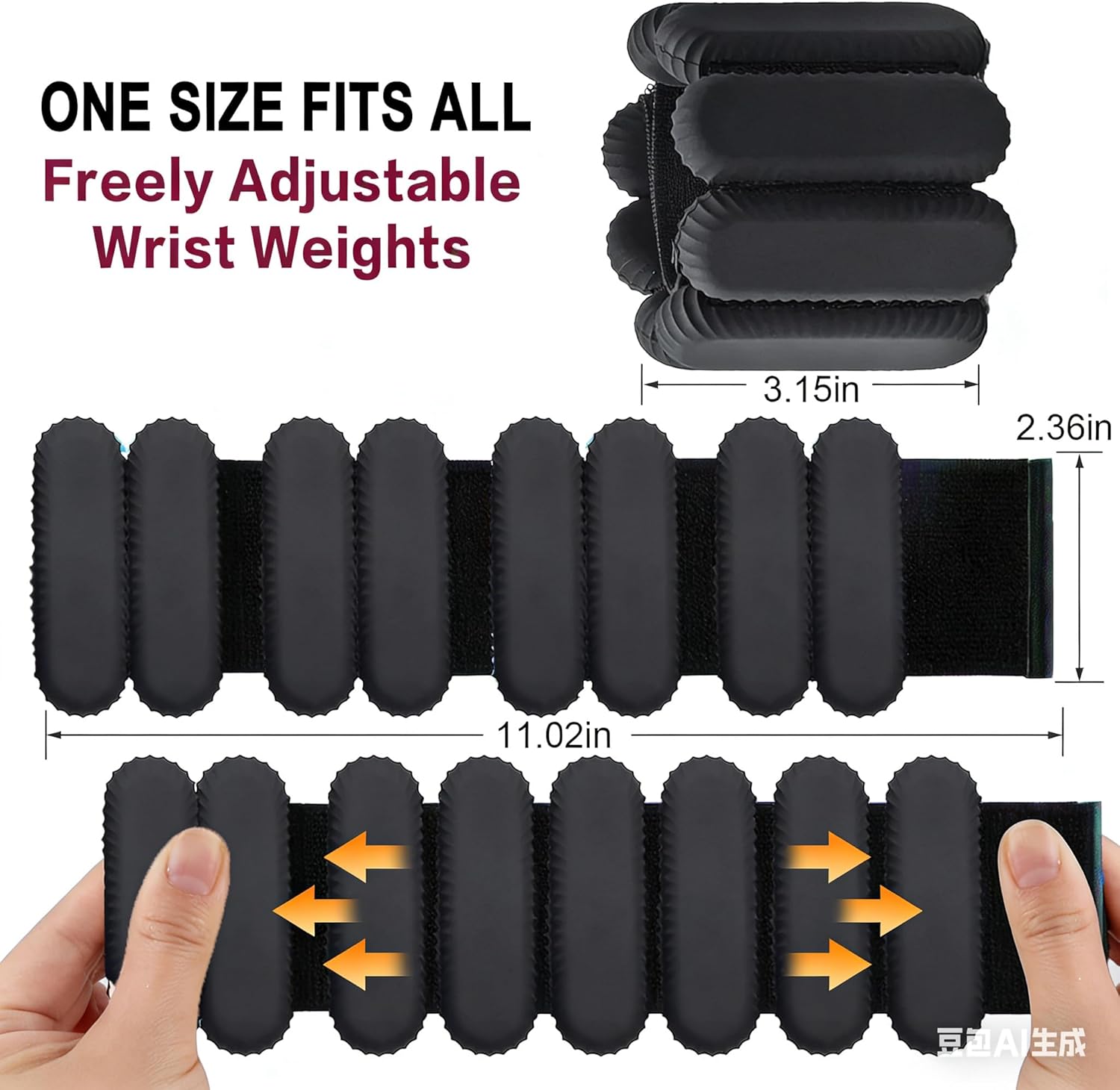 Wrist Ankle Weights for Women Men, Adjustable Wearable Silicone Arm Weights Leg Weights Strength Training for Home Gym Workout, Running, Yoga,Exercise,Strength Training, Set of 2 /1LB Each