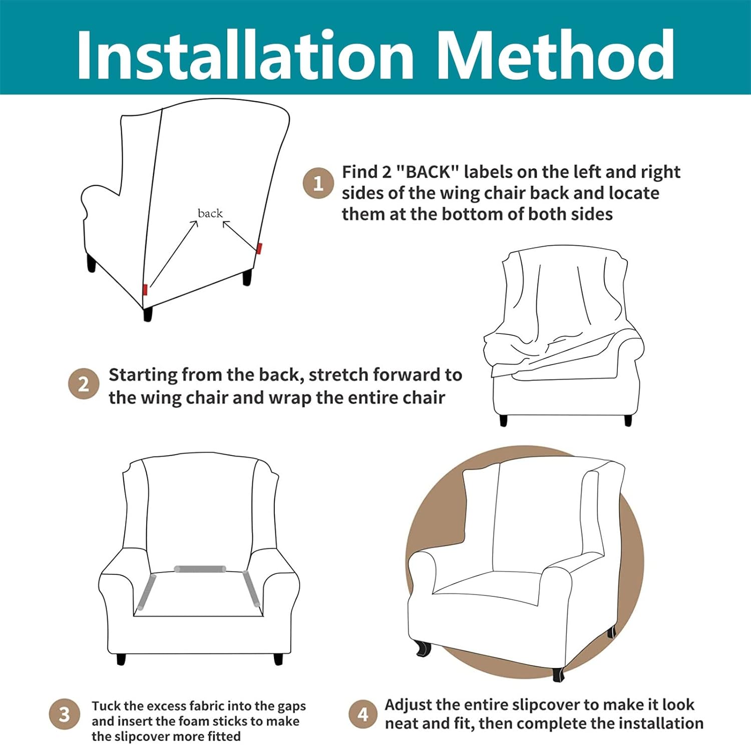 Konsilsa Wingback Chair Slipcover,Velvet Wingback Armchair Covers Stretch Armchair Cover Furniture Protector for Living Room (Color : Blue)