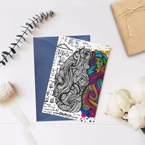 Miniatura 8 de Tarjetas de felicitación con impresión cerebral izquierda y derecha, tarjetas de notas en blanco con sobres para todas las ocasiones, cumpleaños,