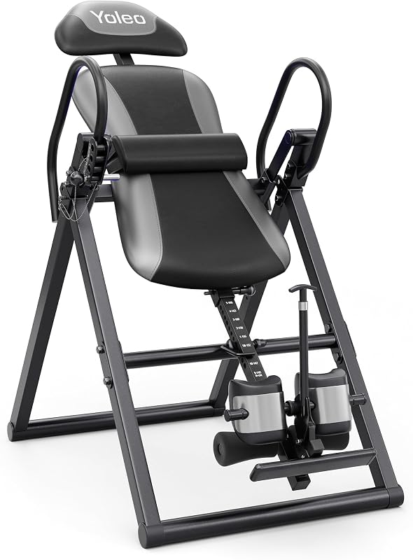 Mesa de inversión YOLEO para dolor de espalda con almohadilla lumbar extraíble ITX320 | con tobilleras reversibles, plegables y de fácil montaje