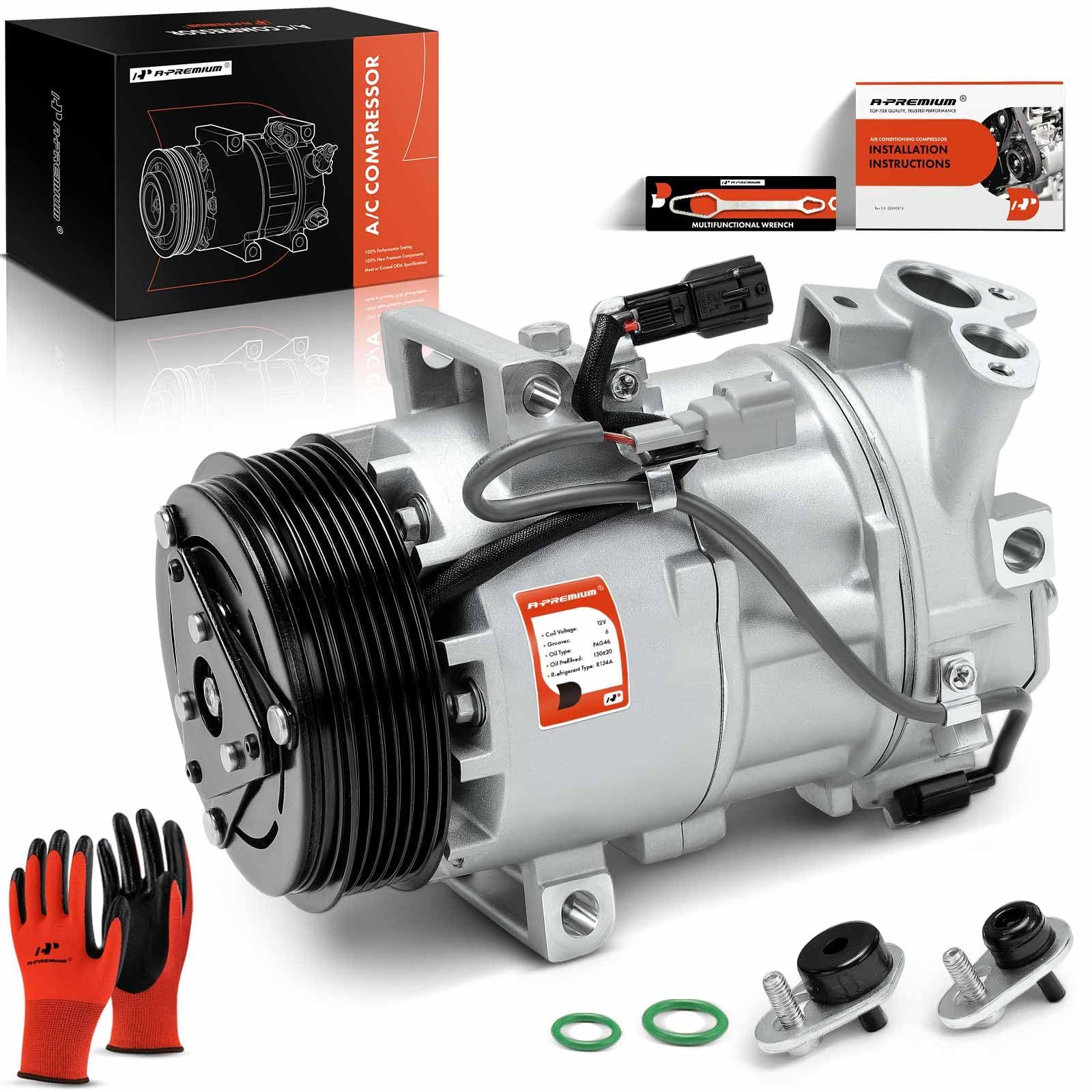 A-Premium Air Conditioner AC Compressor with Clutch Compatible with Nissan Sentra 2013-2019 1.6L 1.8L
