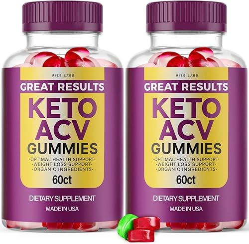Gomitas Keto ACV Great Results, gomitas avanzadas de vinagre de sidra de manzana (120 gomitas) (paquete de 2)