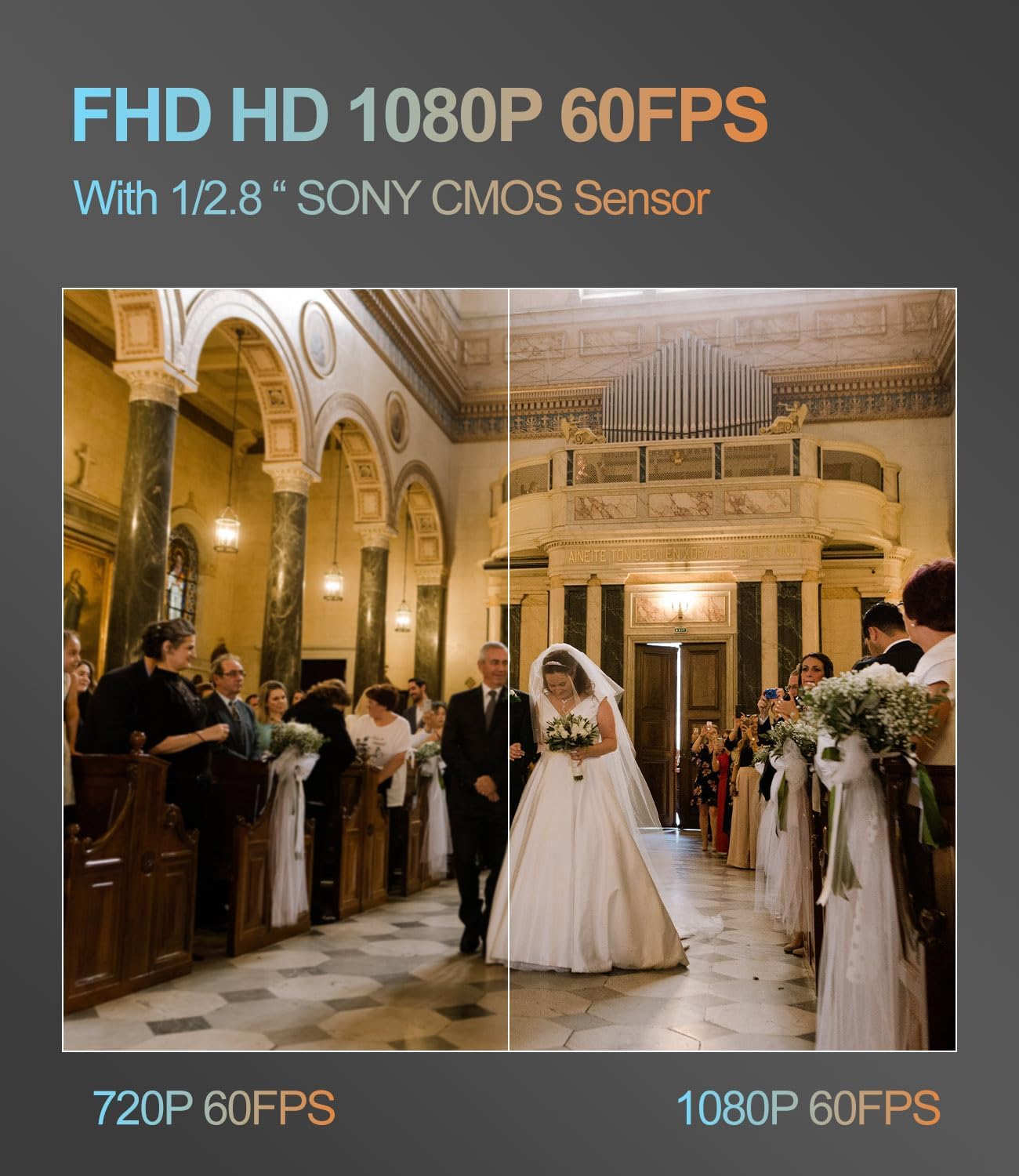 Comparison of 720P 60FPS and 1080P 60FPS video quality from the Runpu NDI PTZ Camera with Sony CMOS Sensor