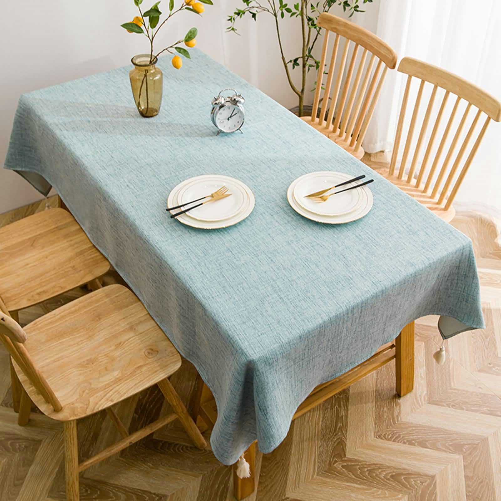Tovaglia Cucina 110 x 160cm, Tovaglia Lavabile Antimacchia Tinta Unita Tovaglia Rettangolare Azzurro