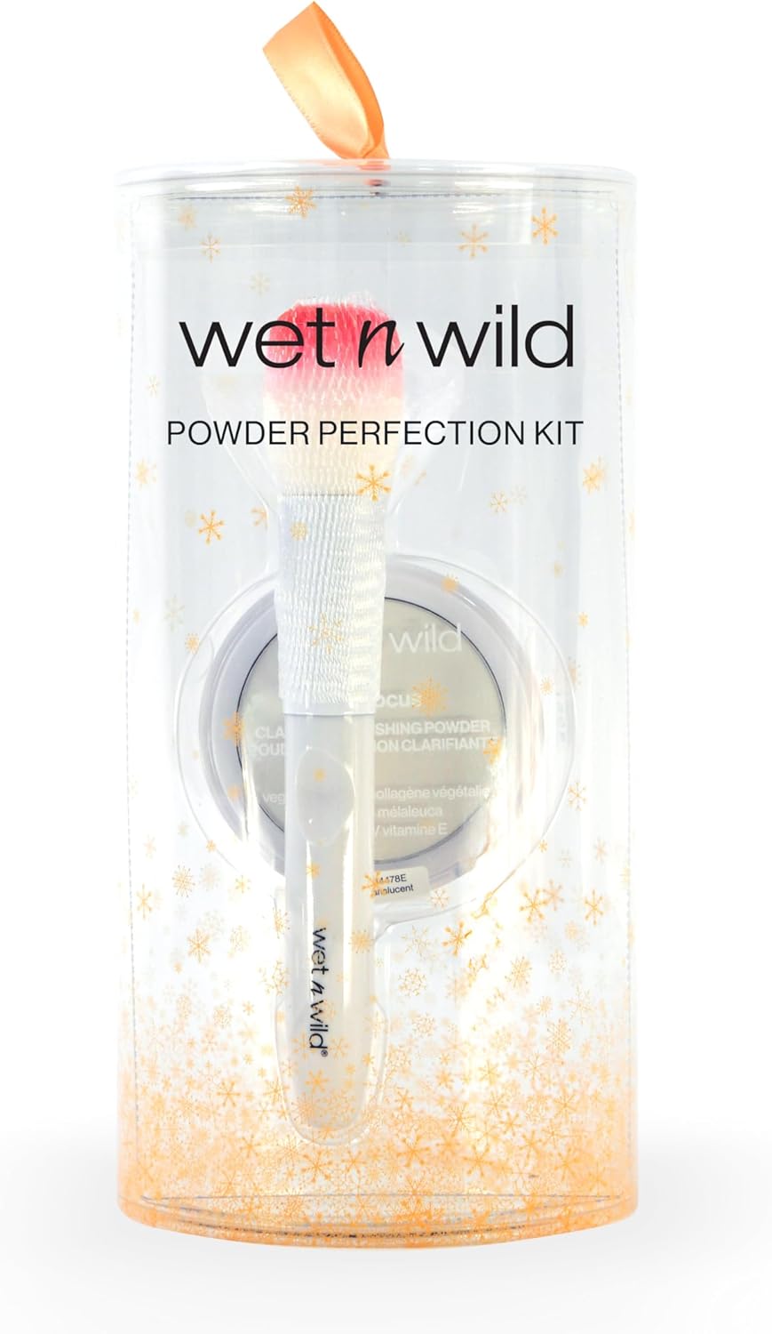 Wet n Wild Powder Perfection Kit, Verhelderend Poeder en Poederborstel Make-up Set, Langhoudende Gezichtspoeder, Verrijkt met Hyaluronzuur en Vitamine E, en een Zachte Borstel Make-up Set