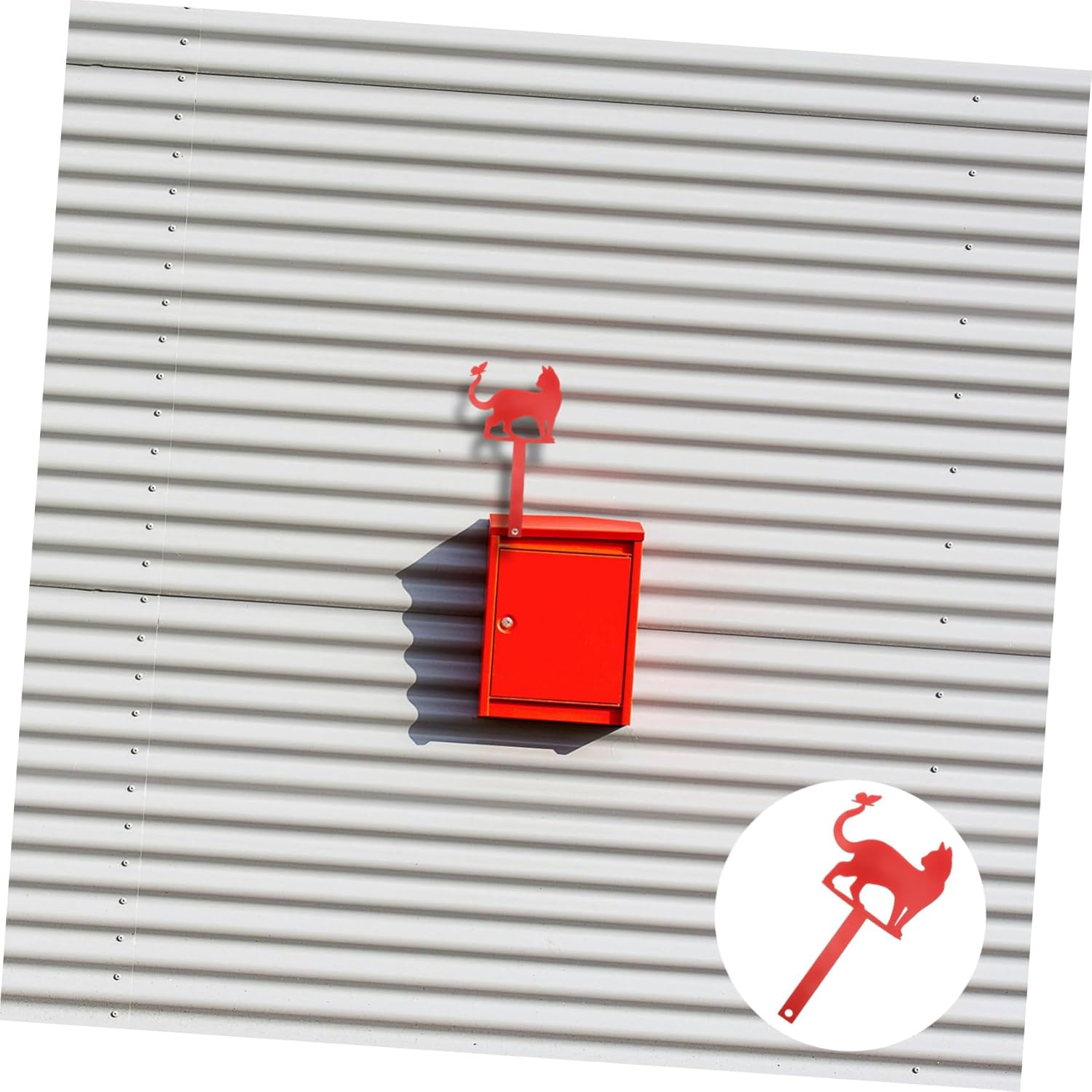 Wrought Iron Mailbox Flag Cat Shape Mailbox Ornament Front Door Decor Outdoor Stake