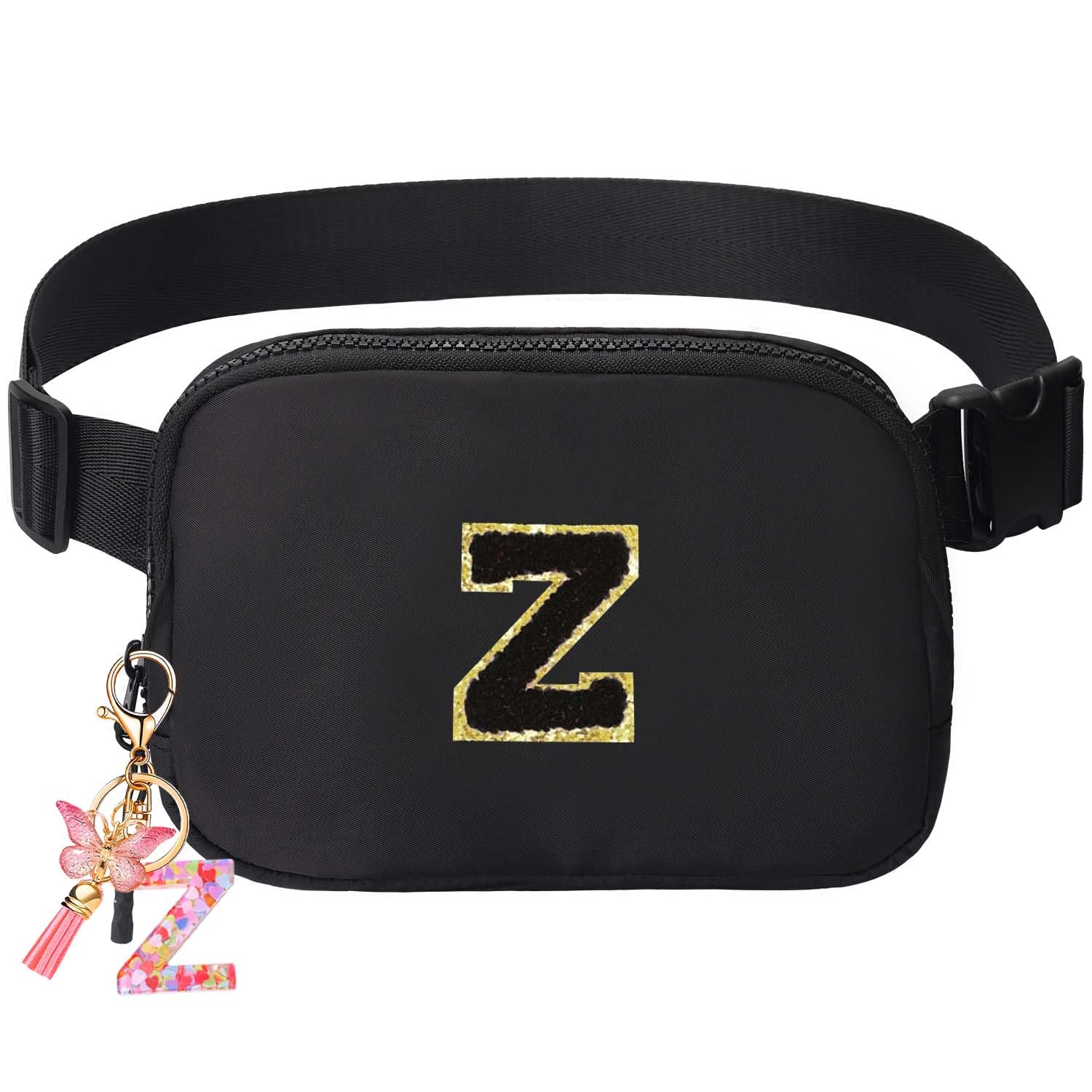 Belt Bag for Girls Gifts - Birthday Gifts for Teenager, Personalized Gifts for Mom Freind Sister Teacher, Graduation GiftsInitial Crossbody Bag Belt Bag for Women Black Z