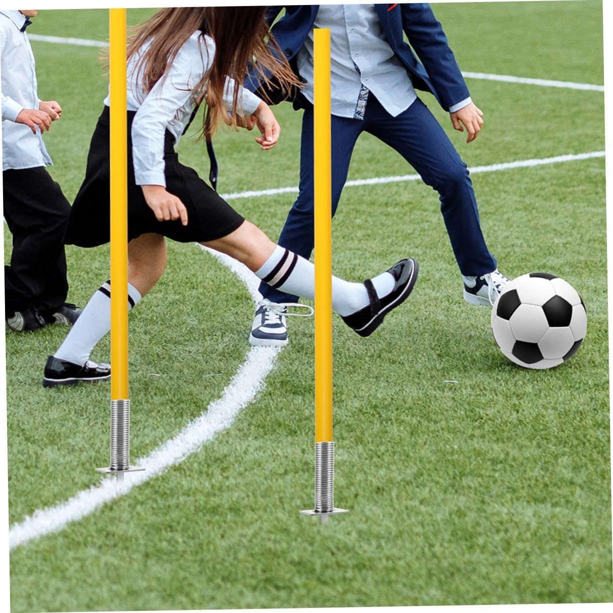VOSAREA 4pcs Soccer Corner Flag Spring Base with Spring-Loaded Spike Football Pole Fixing Stake for Agility Training Field Marking Equipment