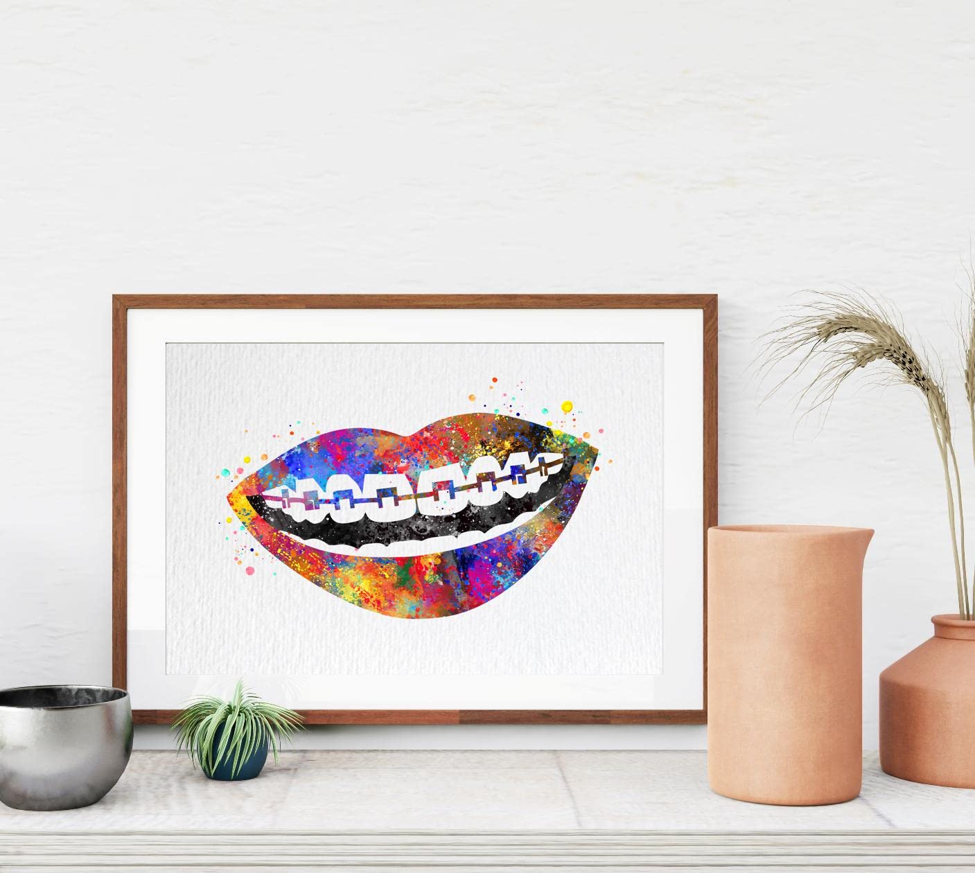 Dignovel Studios 11X14 sin marco Pulsera de dientes dentista Odontología Arte Dental Implante Ortodoncia Ortodoncista Ciencia Acuarela Arte Impresión Póster Decoración colgante de pared DN776