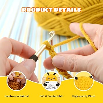 YSFVNP 5 Pcs Emotional Support Gift, Positive Gifts, Emotional Support Crochet Set with Plush Plants & Animals Uplifting Presents for Friends, Colleagues & Exam Luck (Multicolor) (Multicolor 3)