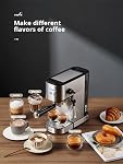 UDI Espresso Machine with Milk Frother, 20 Bar High Pressure Professional Espresso Maker Automatic, Compact Stainless Steel Coffee Machine for Cappuccino, Latte, Silver