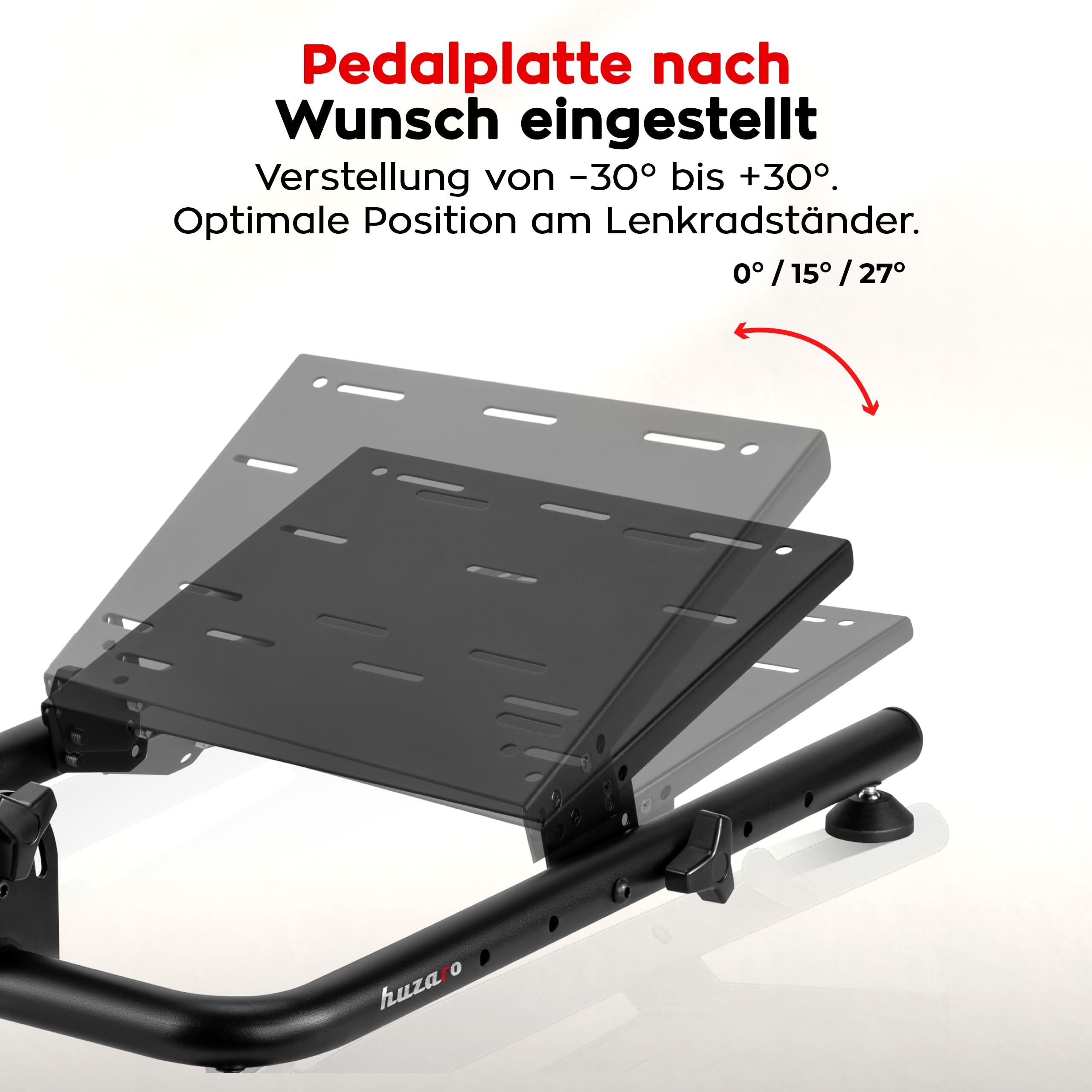 Huzaro Speed 2.0, Soporte de volante ajustable compatible con Logitech Fanatec Thrustmaster, estructura de acero estable, altura y ángulo ajustables, plegable, almohadillas antideslizantes