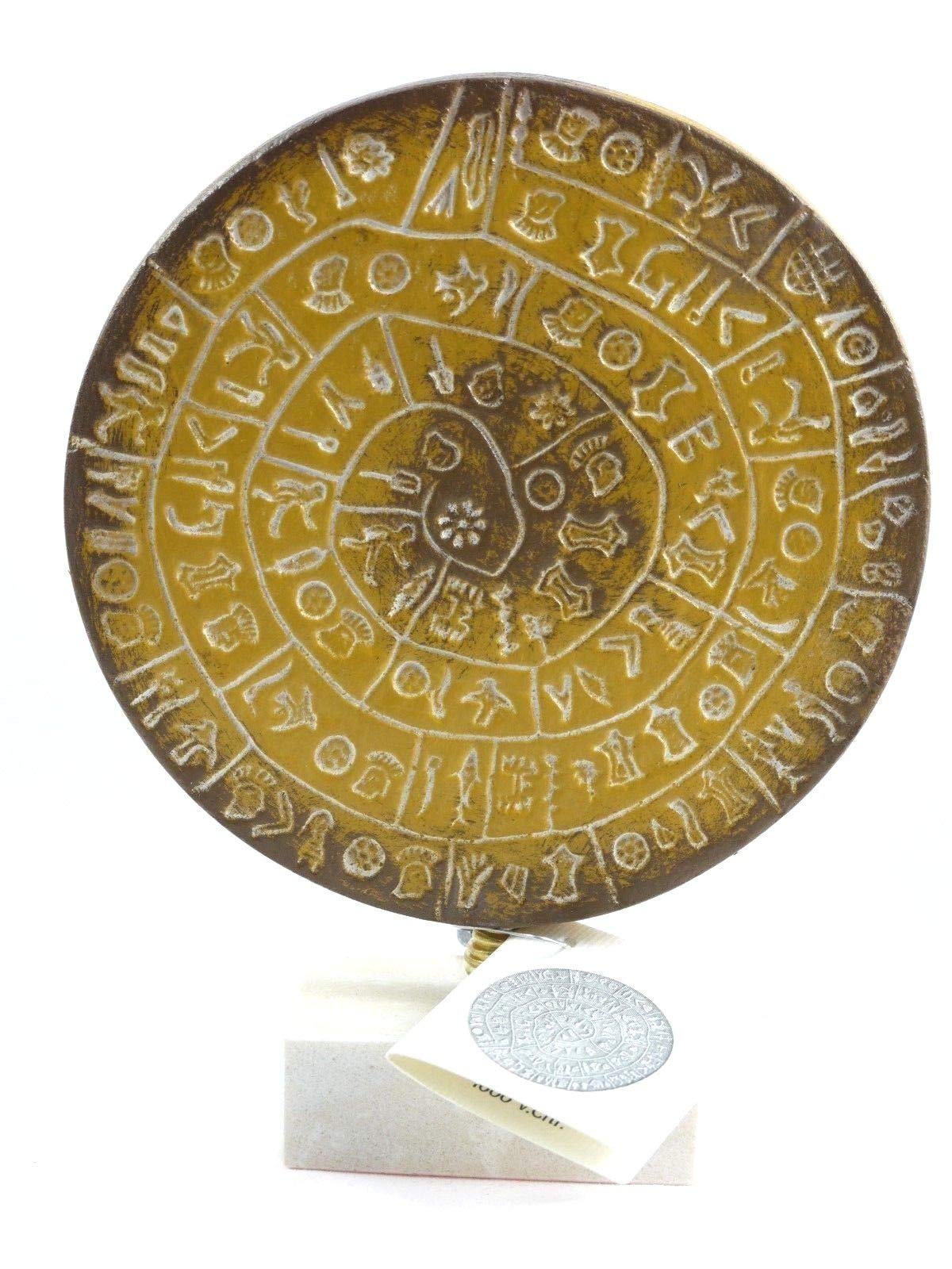 BeautifulGreekStatues Minoan Phaistos Disc Fired Clay Handmade Greek Art Museum Replica 5.9" 15x11cm