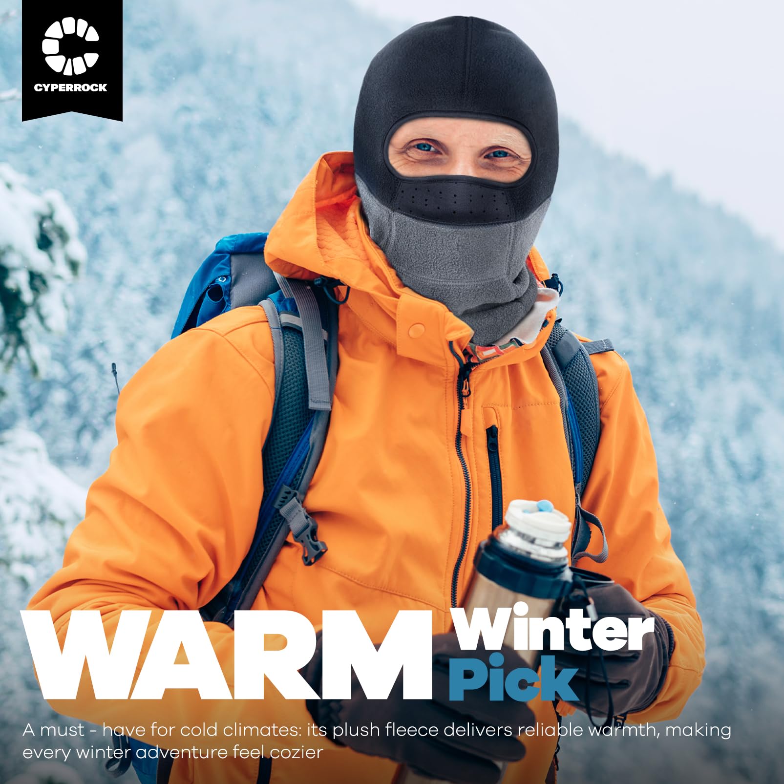 CYPERROCK Fleece Balaclava Warm Ski Mask Winter Thermal Windproof Motorcycle Face Mask for Men Women — view 6