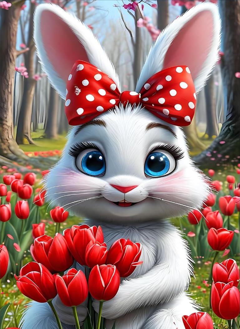 NAHUIGOOD Beginners Cross Stitch kit,Flowers, Animals, Rabbits 11CT40x50cm,11CT Cross Stitch for Creative Home Décor,Needlework Kit for Adult Beginners,