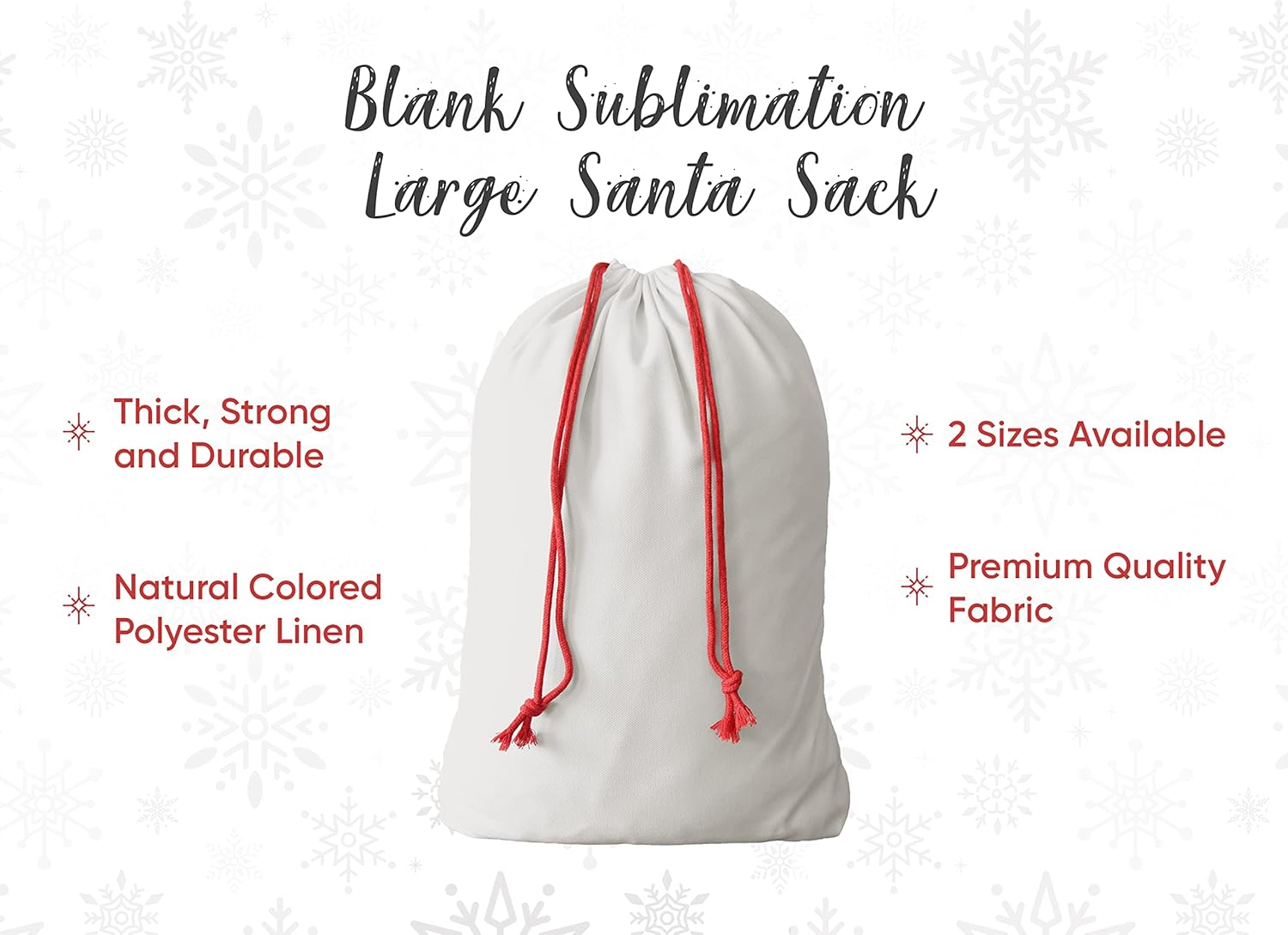 Sublimation Santa Sacks 5 Pack, XXL Jumbo 24 x 31 Inch Blank Canvas Christmas Bags with Drawstring - Reusable Santa Gift Bag for DIY Personalized Holiday Presents