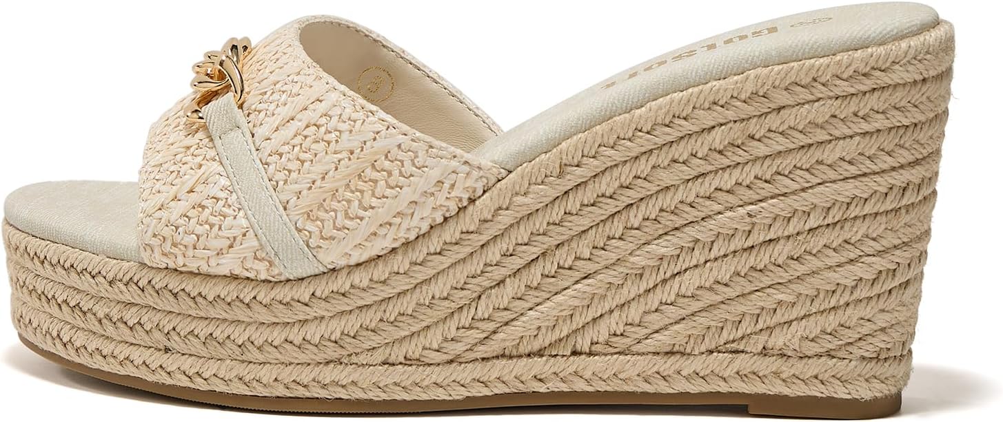 Women's Open Toe Wedge Espadrilles Sandals Chain Slip On Slides Platform Sandal Summer Shoes - Image 9