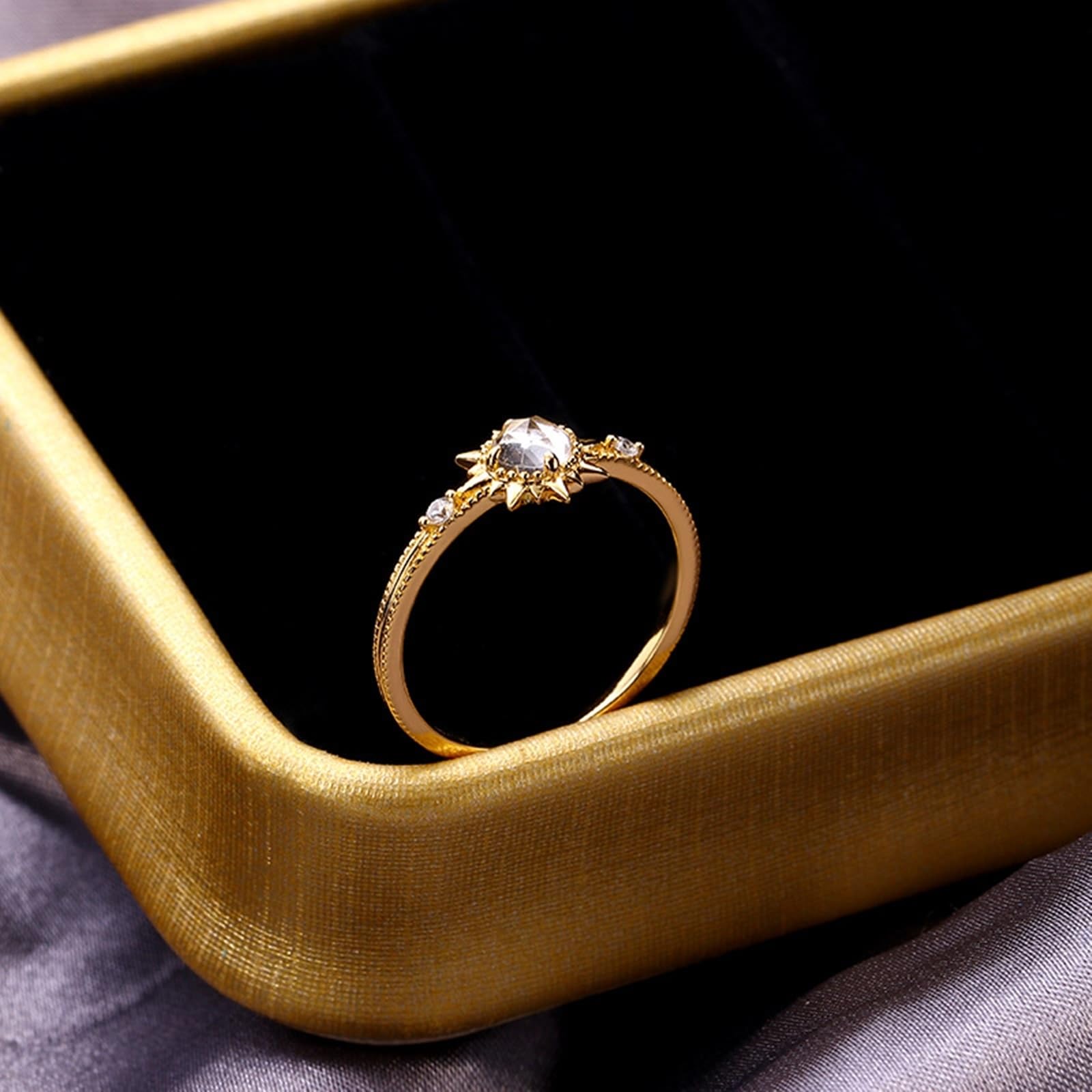 Anillos de boda auténticos de oro amarillo de 9 K/14 K/18 K, con cristal, anillos de pareja Au 375/585/750, oro moissanita, talla 47-65