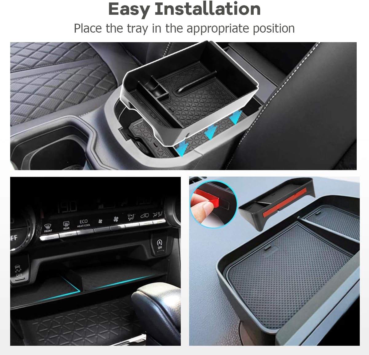3PCS Center Console Organizer Fit for Toyota RAV4 2019-2023 2024 2025 Accessories, Divider Storage Tray + Armrest Storage Box + Dash Storage Organizer (Not for New 10.5'' Multimedia Display)