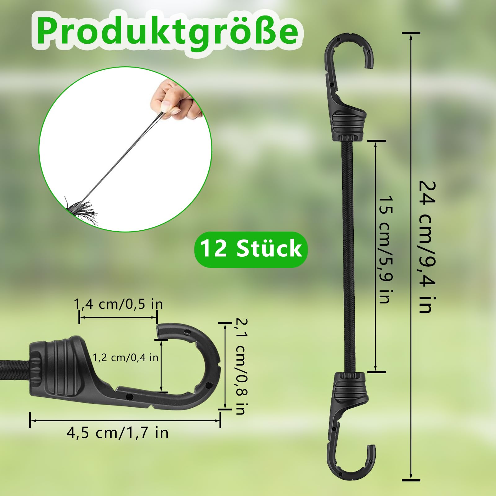Lot De 12 Tendeurs élastiques Avec Crochets 15cm - Sangles Polyvalentes Pour Vélo, Bagages, Camping
