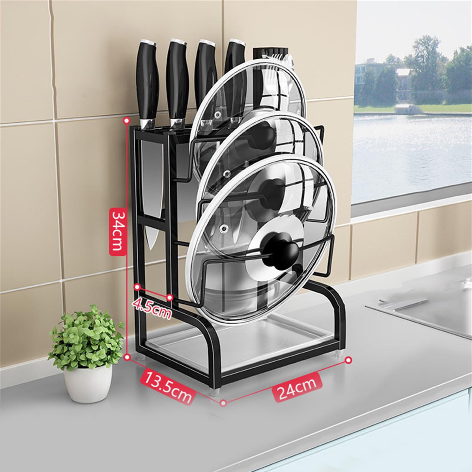 NYSUZHOUJI 304 Stainless Steel Pot Lid Holder,Spoon Rest with Lid Holder for Kitchen Counter top,Multifunctional Pot Lid Organizer for Stovetop (Style 4)