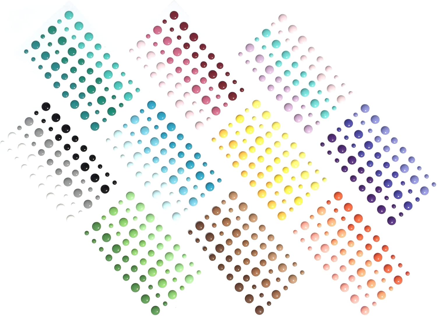 (Pack of 10) 54pcs/Pack Round Assorted Size self Adhesive