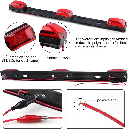 Miniatura 4 de Kit de luces LED sumergibles para remolque de barco de 12 V, luz LED rectangular de parada de freno y giro con luces de marcador de remolque ámbar