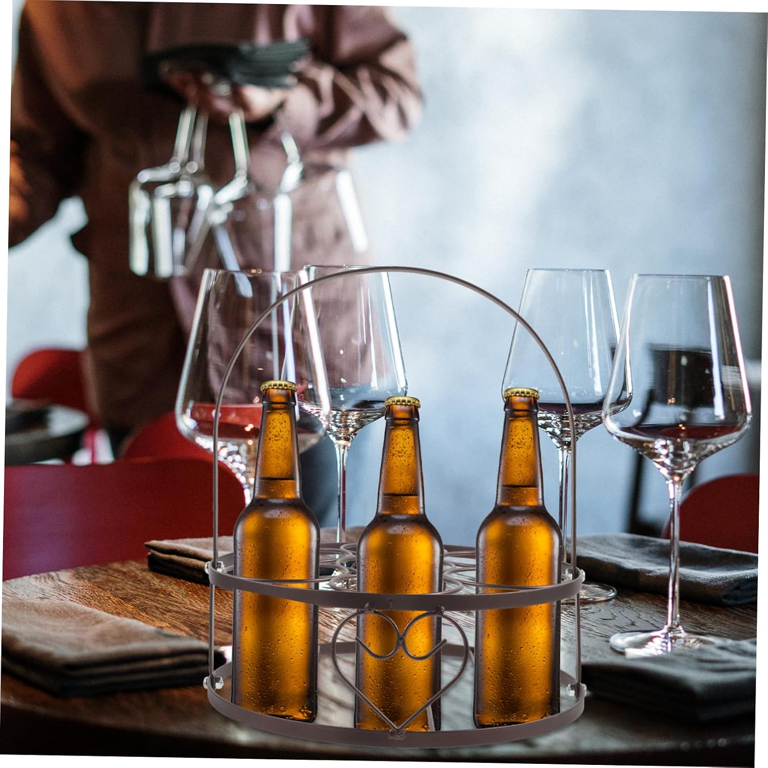 Handheld Stainless Steel Beer Carrier Basket Capacity Break-Resistant Design for Bars Ktvs and Parties Resistant Beer Storage Container