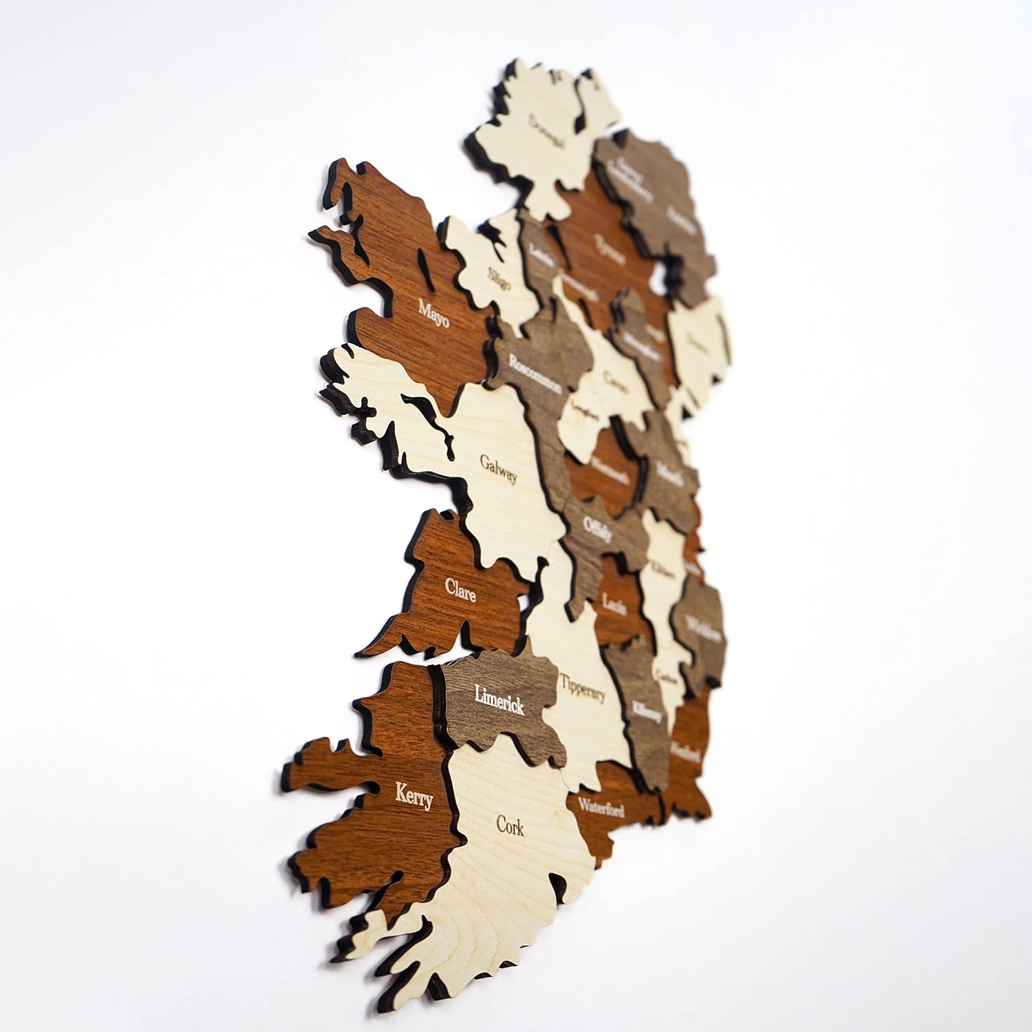Colorfull Worlds Multilayered Wooden 3D Ireland Map, Gift for Irish Friend, Ireland Wooden Wall Decor, Map for Traveller (60x46 cm | 23.6x18.1 inches)