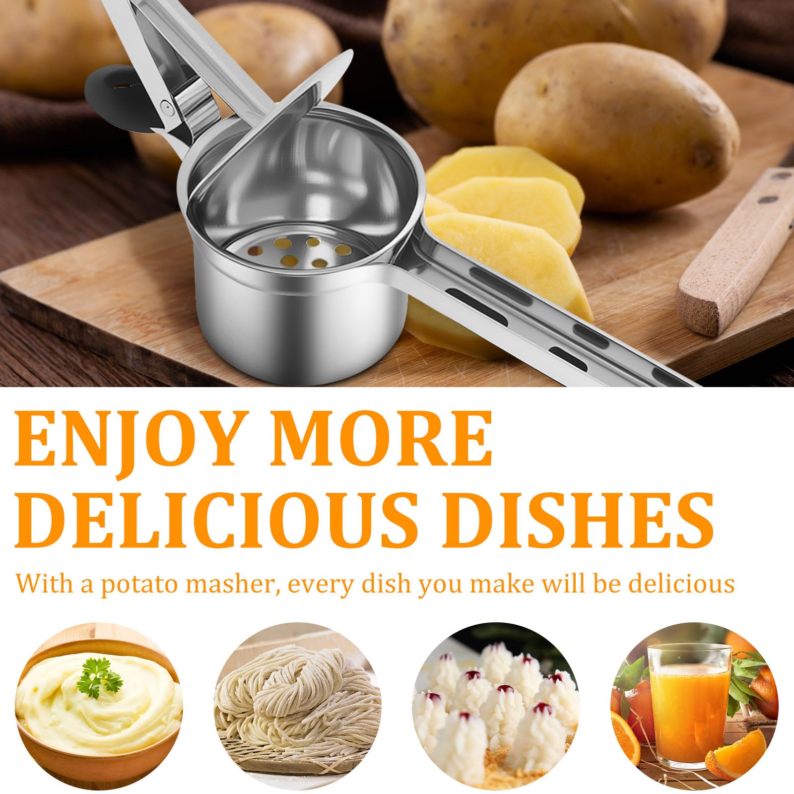 DBA Presse-purée Ecrase Purée en Acier Inoxydable Broyeur pour Pommes de Terre Broyeur Ménage