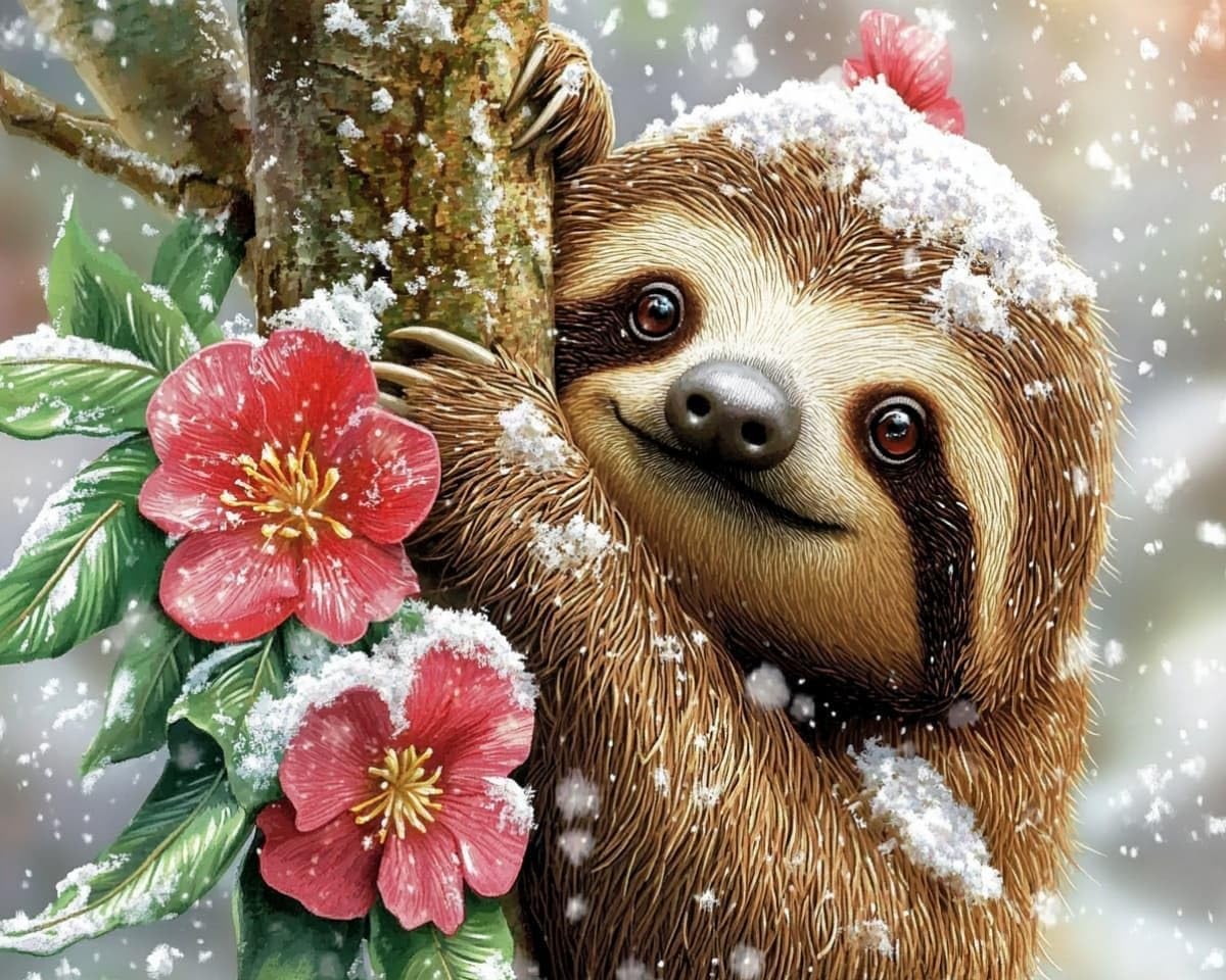 FanZheZhe 11Ct Cross Stitch Kits，Count Counted Stamped Pre Printed Cross Stitch Embroidery Kits for Adults Beginners Starter Advanced Easy Crossstitch Animal Sloth 11Ct40X50Cm