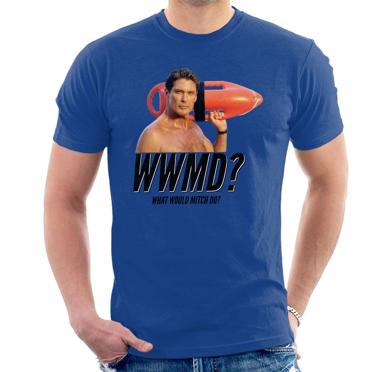 Baywatch What Would Mitch Do David Hasselhoff Men's T-Shirt Royal Blue