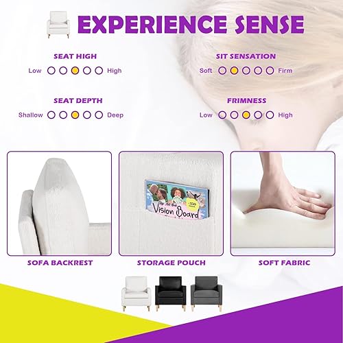 Miniatura 4 de TYBOATLE - Sillón con acento de estilo moderno de mediados de siglo para sala de estar, sillón con reposabrazos afelpado y acogedor con bolsillo