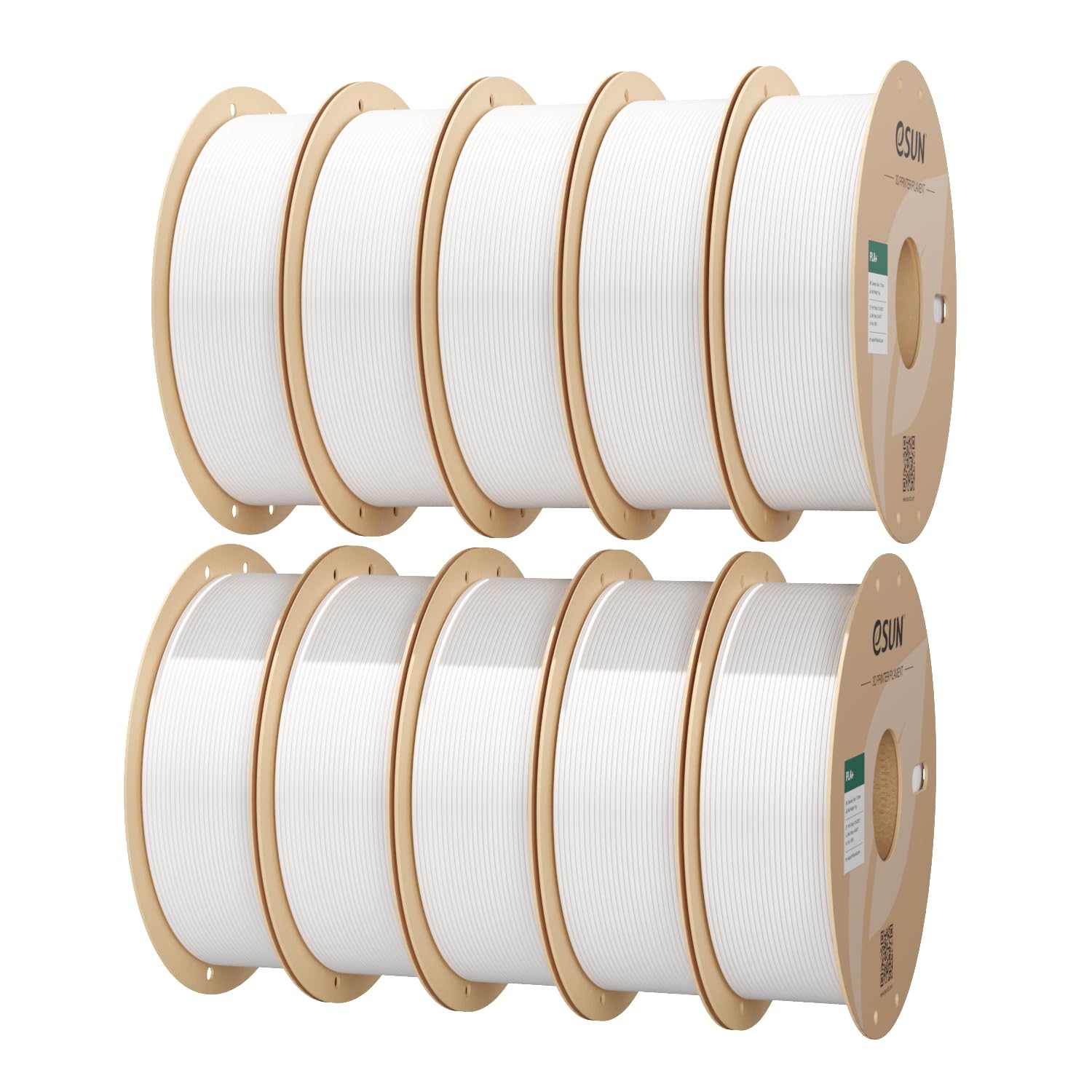 eSUN PLA+ Filament 3D Printer Filament 10KG Bundle Cold White | PLA Plus 1.75mm, 10 x 1KG Spools, High Toughness, Clog-Free, Dimensional Accuracy +/- 0.03mm