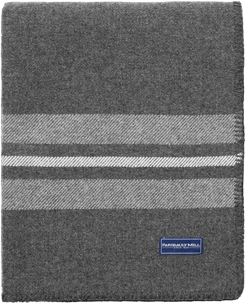 Faribault Mill Cabin Wool Throw (Charcoal)