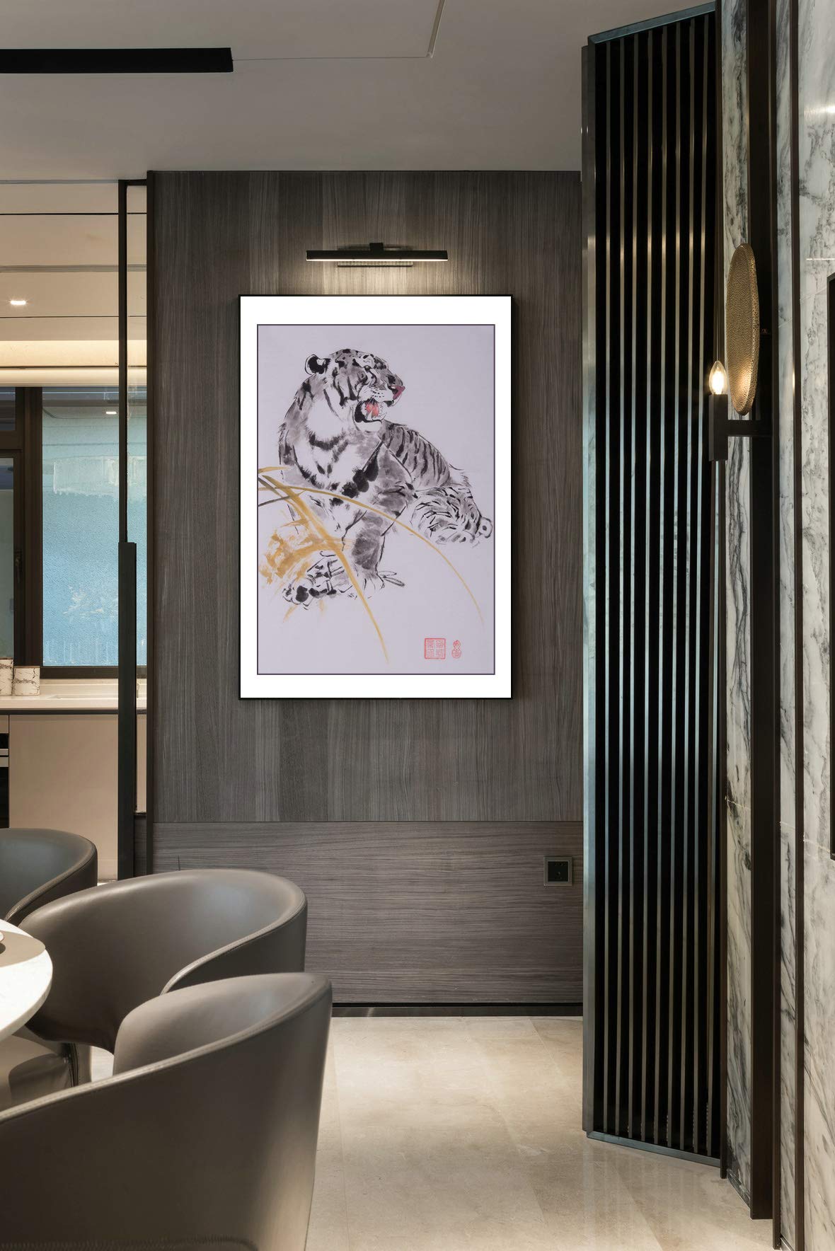 Amazon.co.jp: 中国画 トラ 虎 絵画書画水墨写意水彩古典動物純